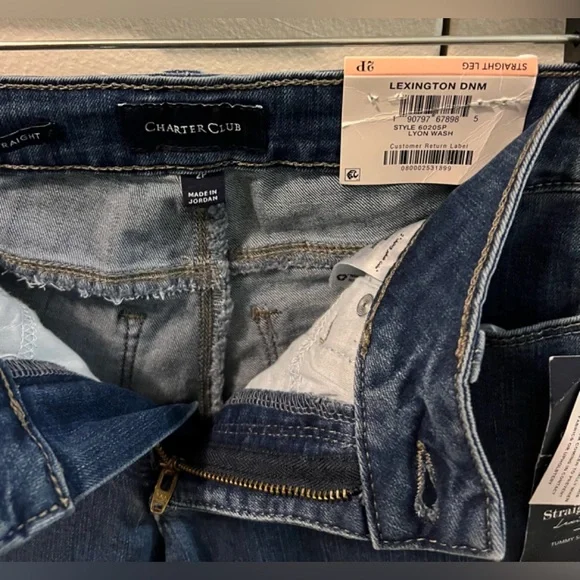 🆕 Charter Club Blue Straight Leg Jeans Premium Denim (Size 2P) - Picture 3 of 6